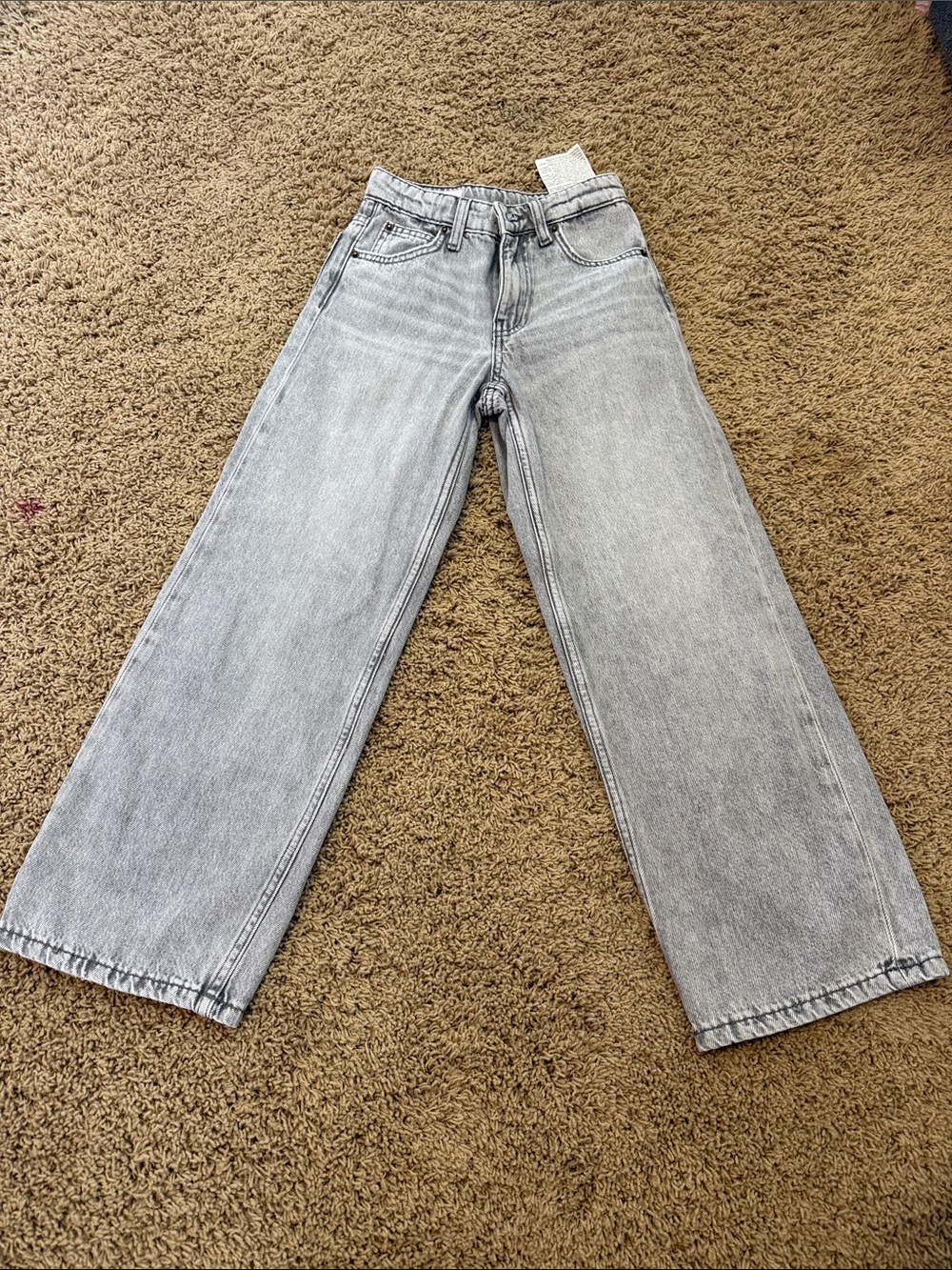 Zara Light Gray Wide-Leg Kids Jeans